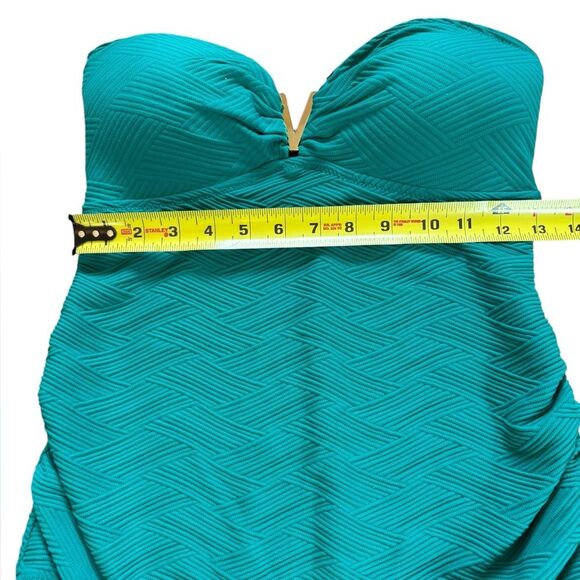 A Pea in the Pod Maternity One Piece Swimsuit Strapless Womens Size Small Teal - Picture 9 of 10